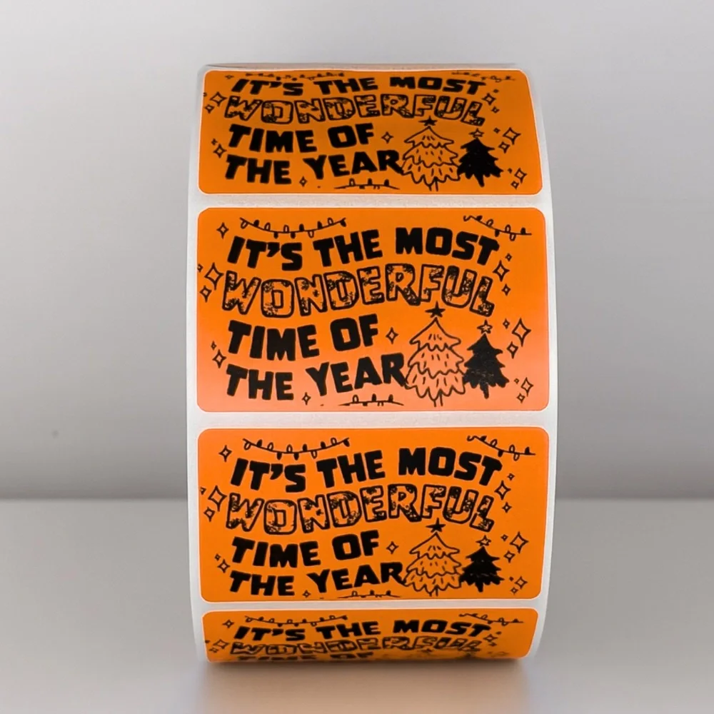 Wonderful Time of Year Stickers | Green Holiday Christmas Packaging Labels - Picture 7 of 11